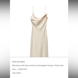 Zara Ecru Satin Midi Dress